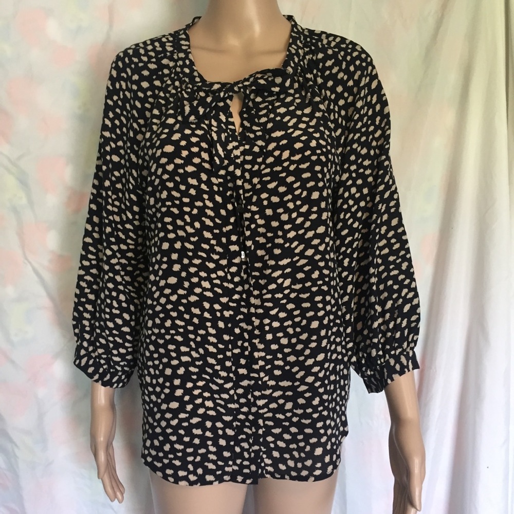Joie Small Madera Split Neck Blouse Silk